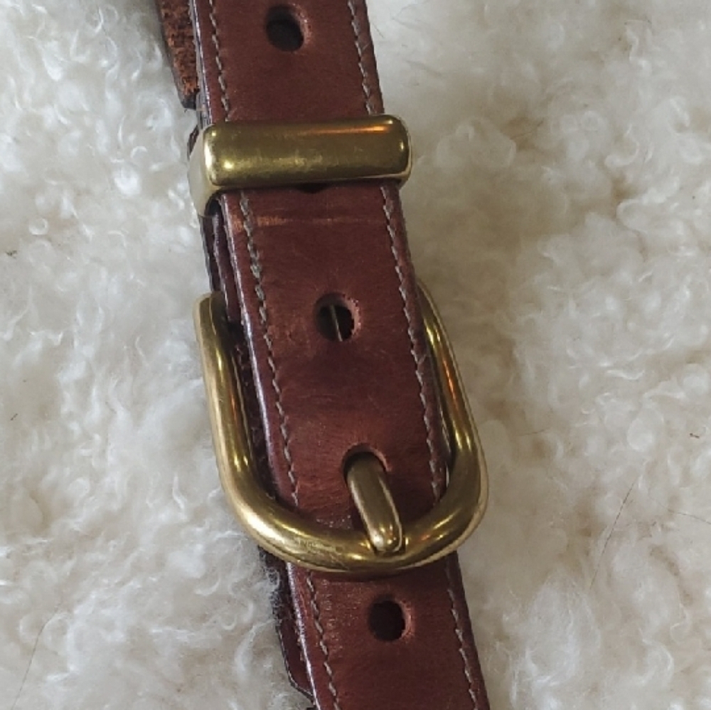 Fossil Tan Leather Belt with Brass Buckle
